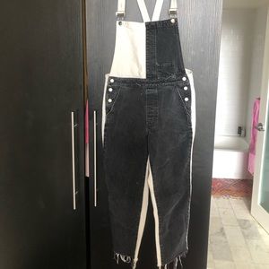 Vintage guess black and white color block overalls
